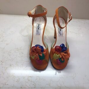 Vintage Sacha London Mandarin Orange Suede Leather Pumps.
